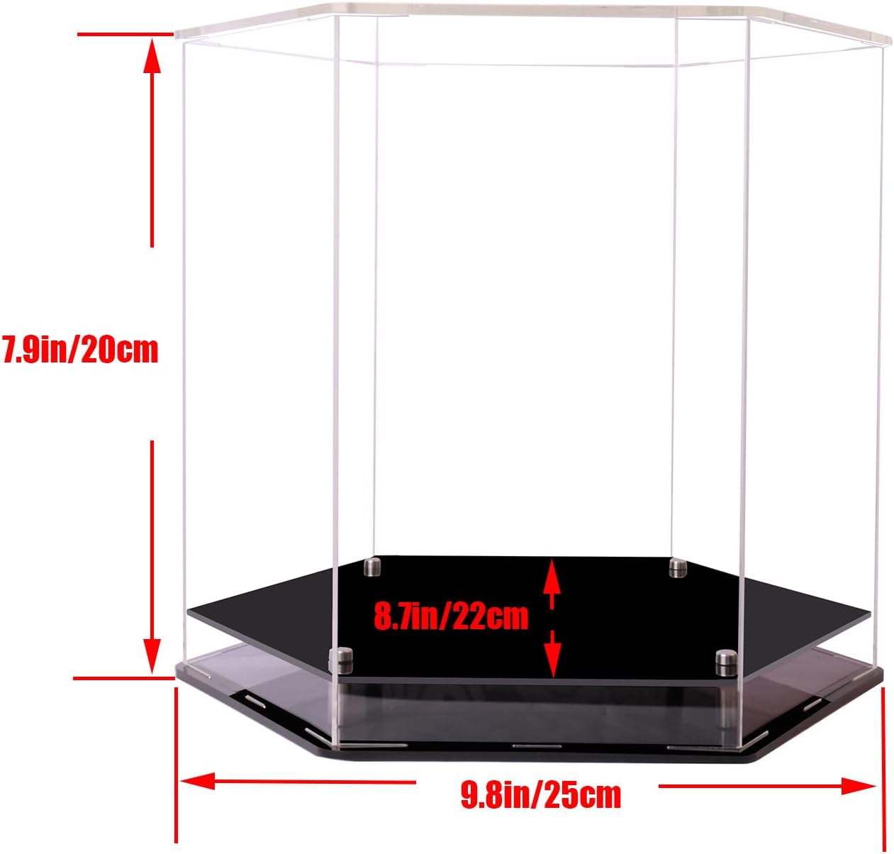 Hat Display Case,Baseball Cap hat Box,Hexagons Clear Acrylic Display Case Baseball or Snapback Caps/Cap of Any Mini (10 inx 8.7 in x 7.9 in)