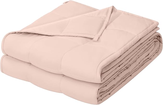 ZonLi Weighted Blanket for Adults(80"x87", 25lbs,Light Pink) King Size High Breathability Cooling Heavy Blanket, Soft Material with Premium Glass Beads,All-Season.