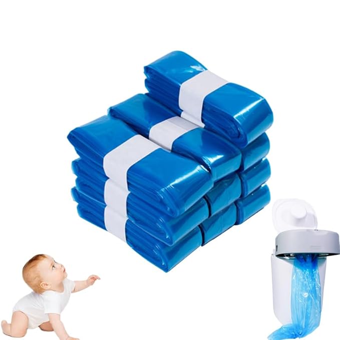 Compatible with Diaper Genie Pails Diaper Pail Refills | 10 Pack Continuous Long-Roll Lemon-Scent Refills | Leak-Resistant Odor-Blocking Diaper Disposal Bags | Easy Cut & Tie System