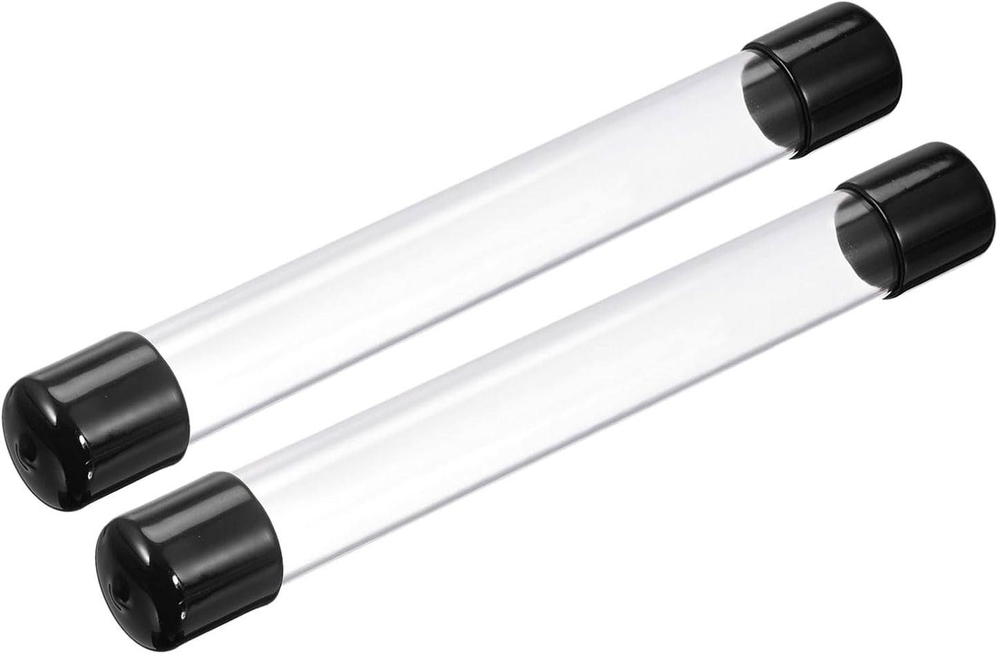 PATIKIL Clear Rigid Tube Round Plastic Tubing with Black Rubber Caps Polycarbonate Water Pipe, 305mm/ 12 Inch Length, 21mmx25mm/0.83"x1", 2 Set