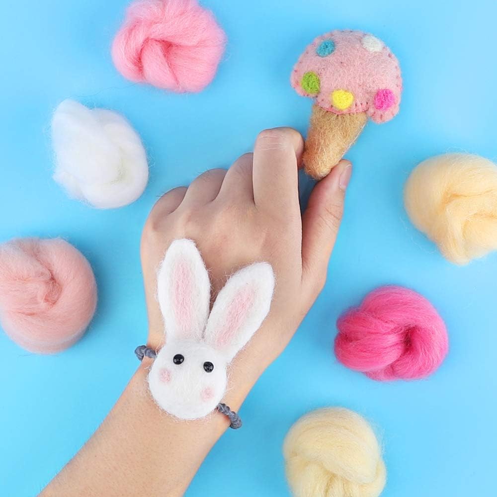 Habbi 100 Colors Needle Felting Wool - Fibre Wool Roving for DIY Craft, Fiber Art and Hand Spinning, Needle Felting Supplies Felting Kit,100 Colors / 3g Each