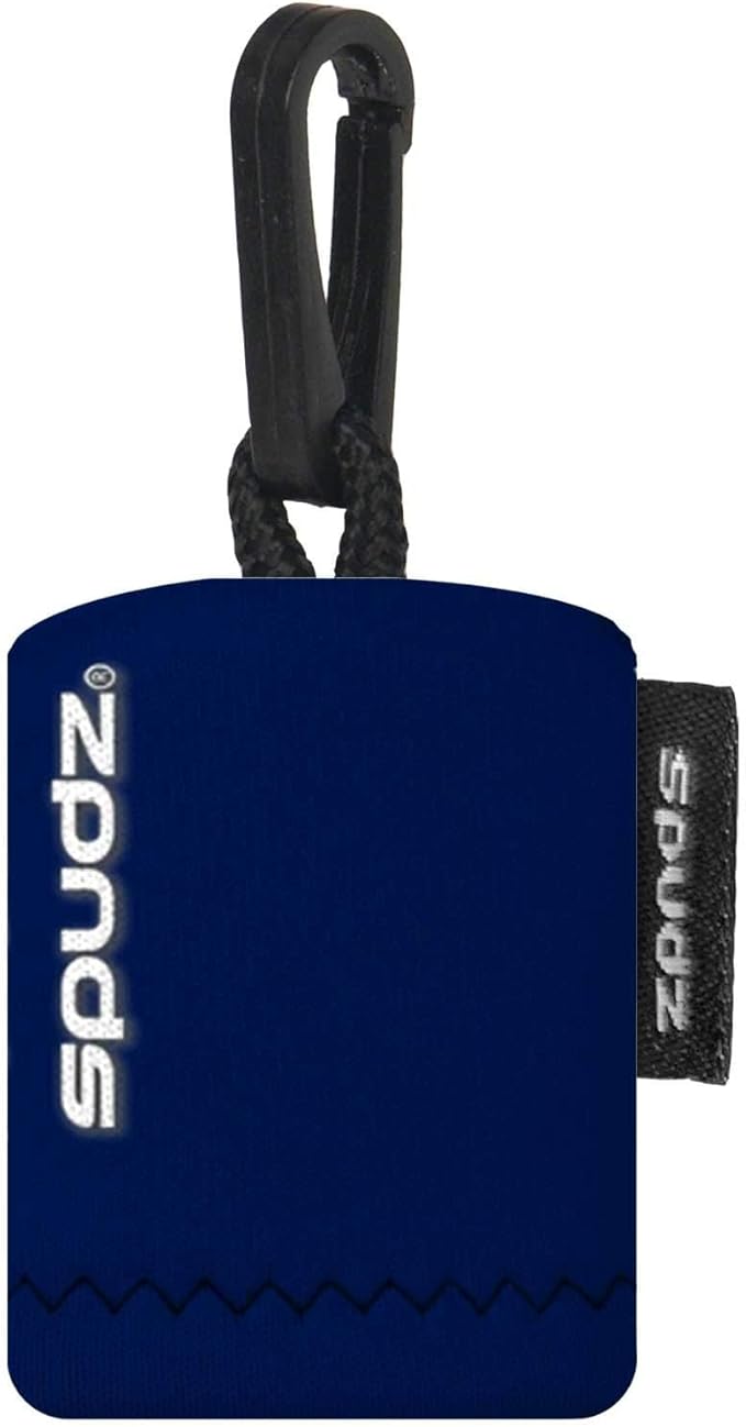 SPUDZ Classic Microfiber Lens Cleaner – Clip-On Pouch, Washable – for Binoculars, Scopes, Glasses, Screens | Navy Blue, 6 x 6 Inch (3-Pack)