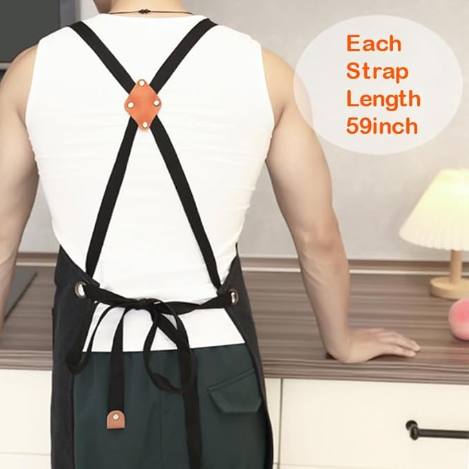 Yxiang Black Handmade Work Apron with 11 Tool Pockets, Heavy Duty Waxed Canvas Workshop Tool Aprons Woodworking Apron