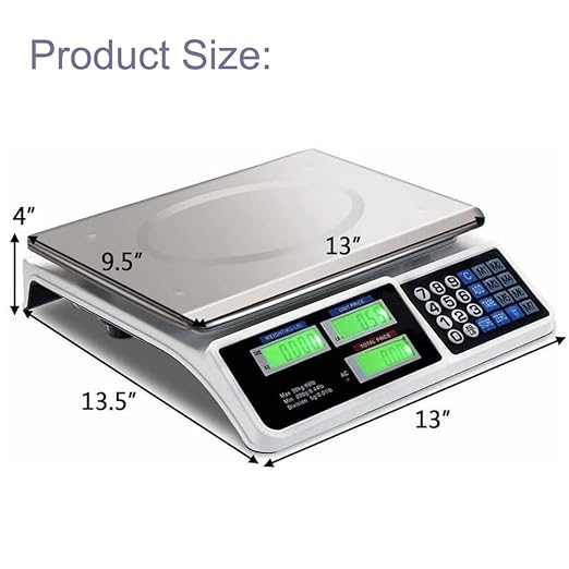 Commercial Scale, 40KG/88lB Digital Price Computing Scale Weight Food Kitchen Scale Food Produce Counting Weight Scale with Dual LCD Display for Supermarket Fruit Shop Meat Store