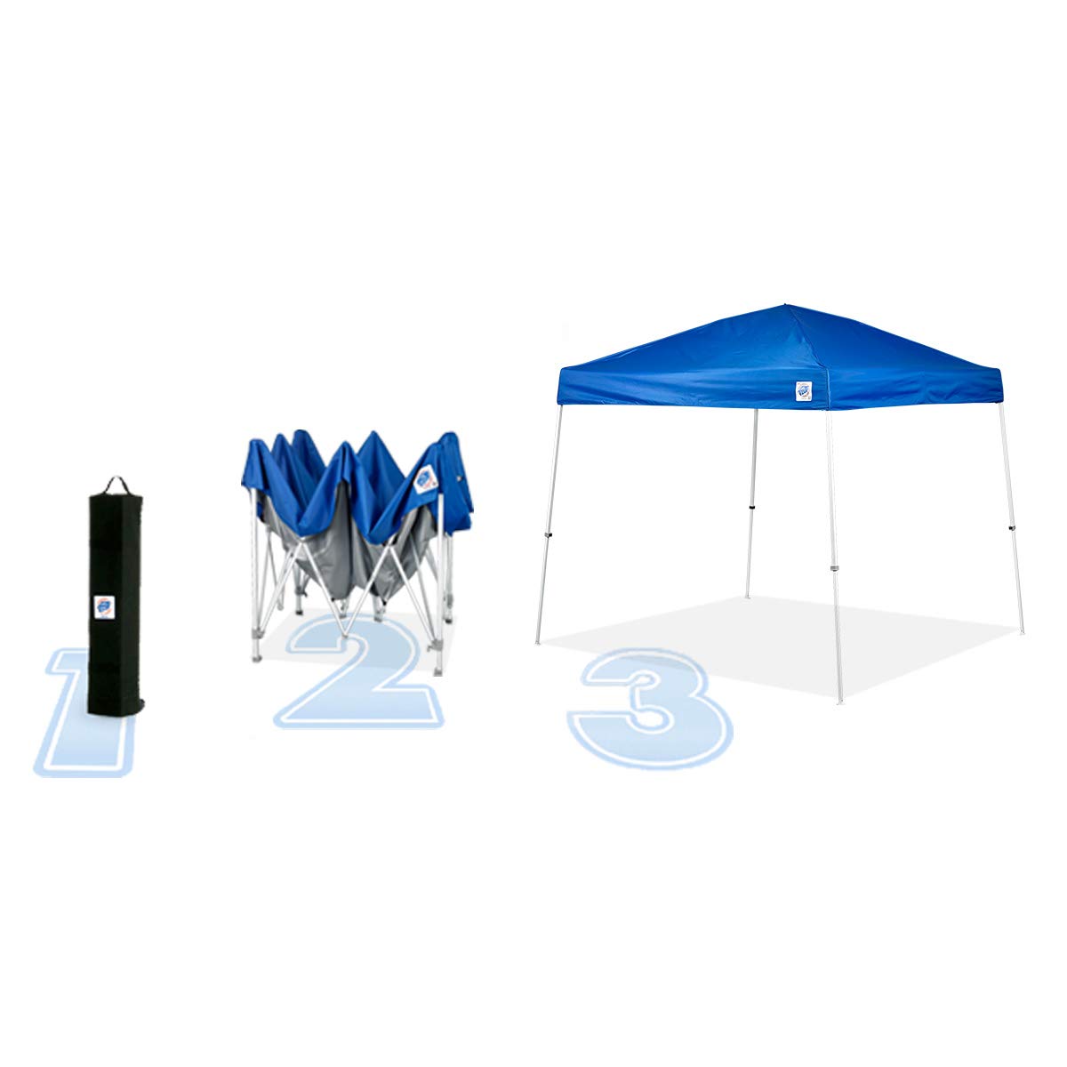 E-Z UP Sierra II Instant Pop Up Outdoor Canopy 10' x 10', Roller Bag and 4 Piece Spike Set, Royal Blue