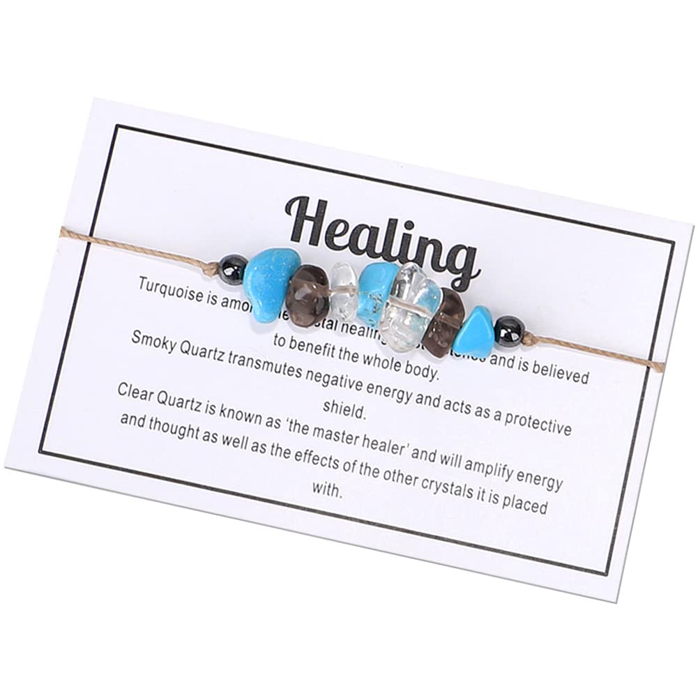 Crystal Bracelet for Women Men Spiritual Crystals and Healing Stones Bracelets Natural Healing Crystal Beads Bracelet Amethyst Gem Bracelet for Anxiety Relief Healing Crystals Jewelry (Healing)