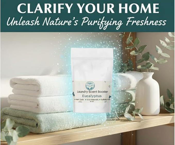 Plant-Based Laundry Scent Booster (Powder) - Eucalyptus |Invigorating, Crisp, Long-Lasting Spa Scent, No Residue | Powerful Odor Eliminator, Non-Toxic Fabric Freshener | HE Safe, 16 Oz