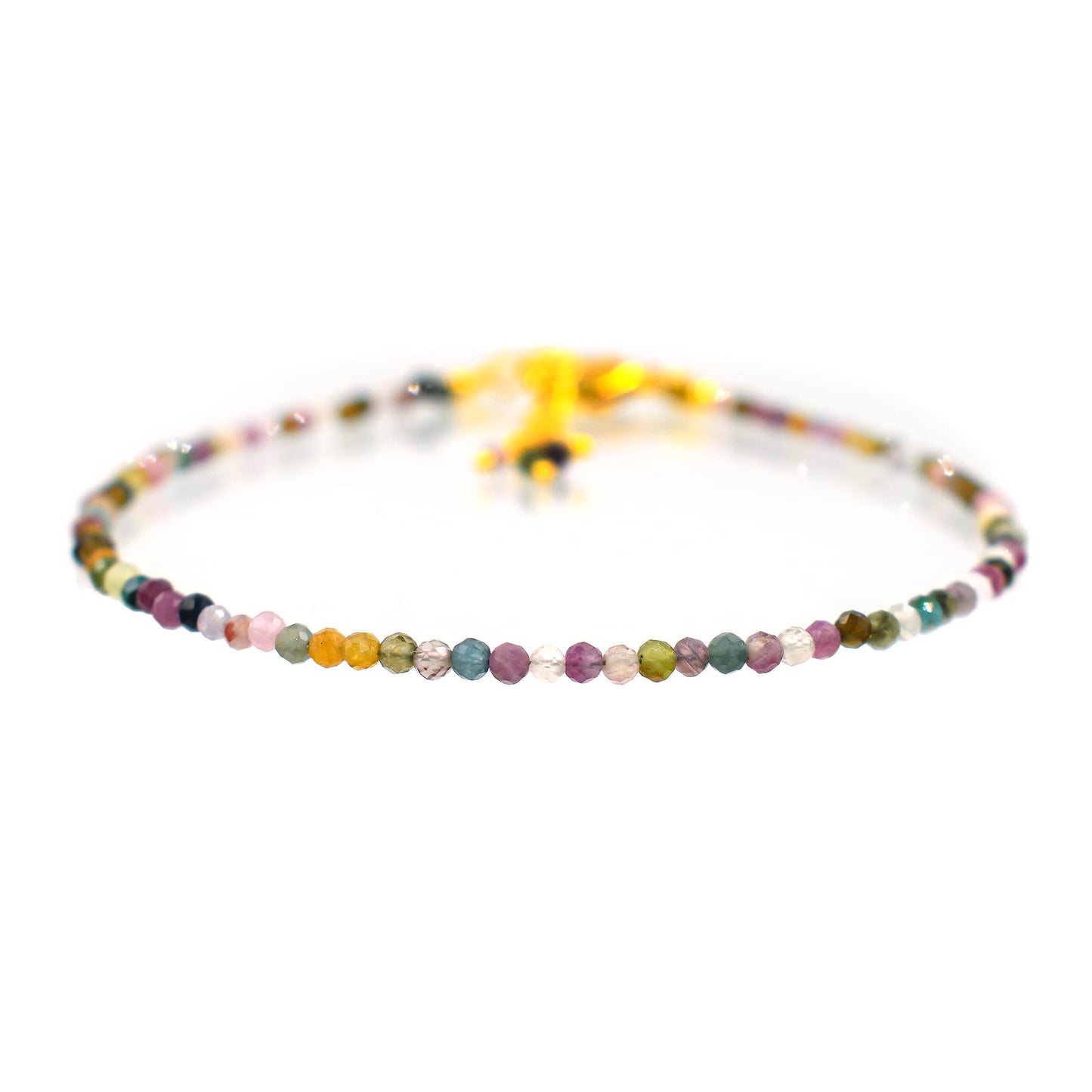 Gemimpression Handmade Multi Tourmaline Bracelet – Natural Genuine Gemstone – Birthstone Jewelry – 14K Gold Plated Adjustable 8 Inch Chain – Micro Beads Chakra Bracelet – Christmas Gift