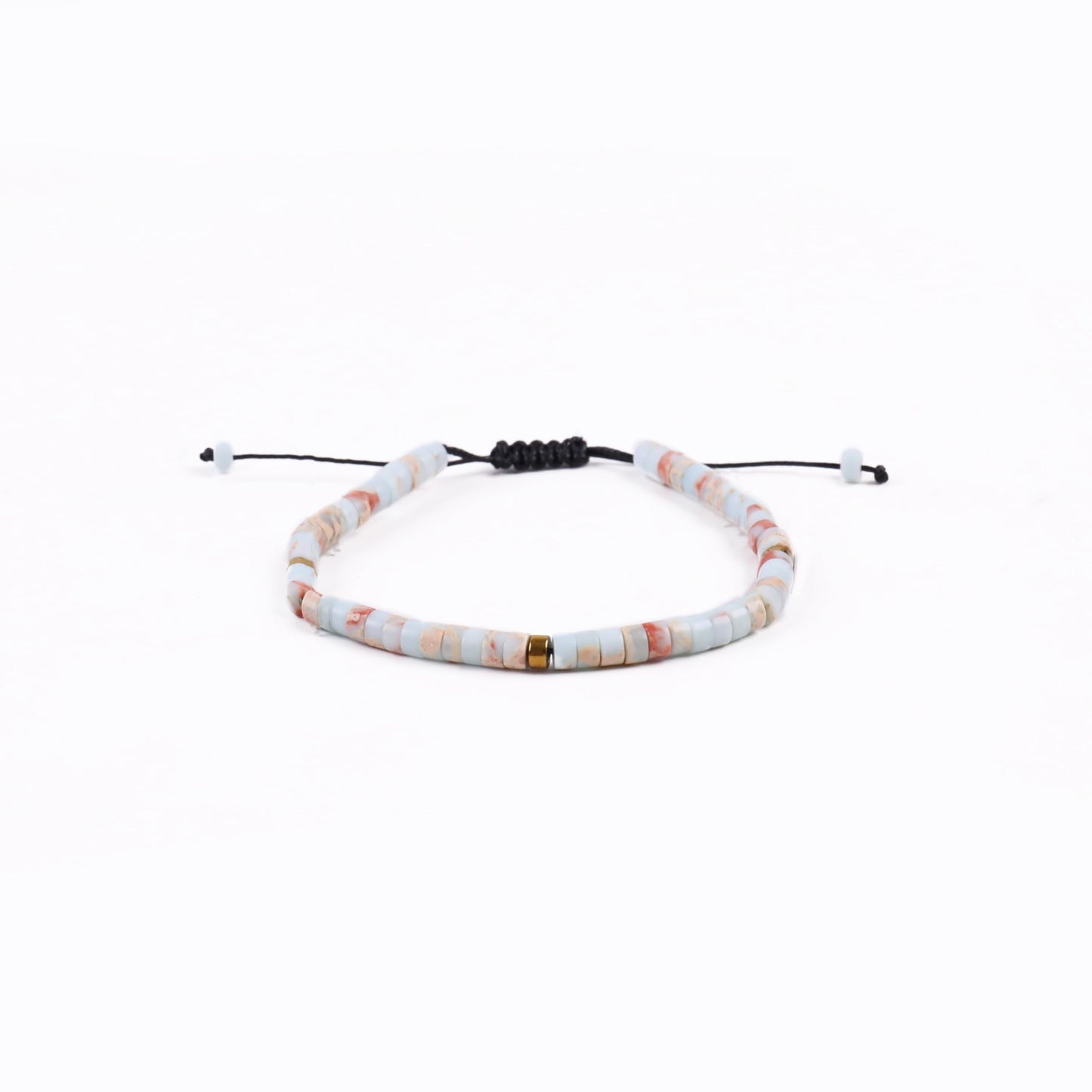 Iborov Handmade 4mm Natural Amazonite Stone Healing Crystal Beaded Bracelet Adjustable Braided Cord Chakra Jewelry for Men and Women