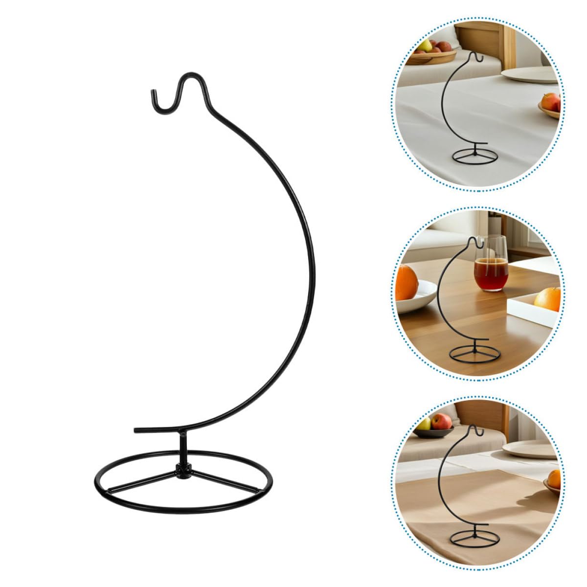 KICHOUSE 2pcs Metal Hanging Terrarium Stand with Wire Hook for Air Plant Holder and Glass Globe Display, Moon-shaped Iron Ornament Rack for Home Décor and Wedding Decoration