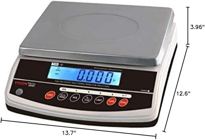 VisionTechShop TVD-60 Digital Bench and Counter Scale, Lb/Oz/Kg/g Switchable, 60lb Capacity, 0.01lb Readability, Counting and Percentage Mode, Single Display, NTEP Legal for Trade, CC# : 20-032