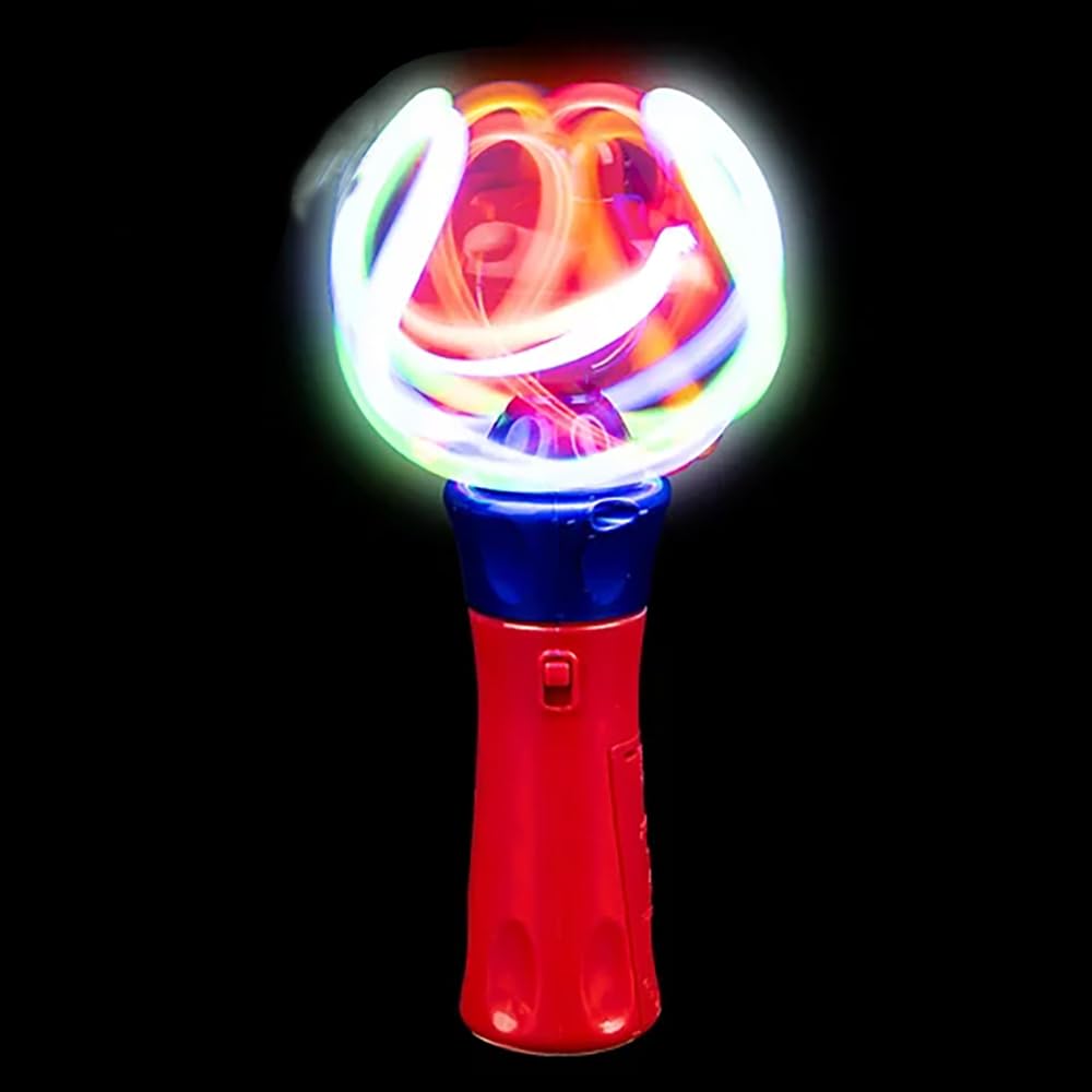 The Dreidel Company Light-Up Orbiter LED Spinning Wand, with Push Button, 7" Inches, Great Gift Idea for Boys, and Girls, Birthday Party Favor, Events, and Gatherings (Single)