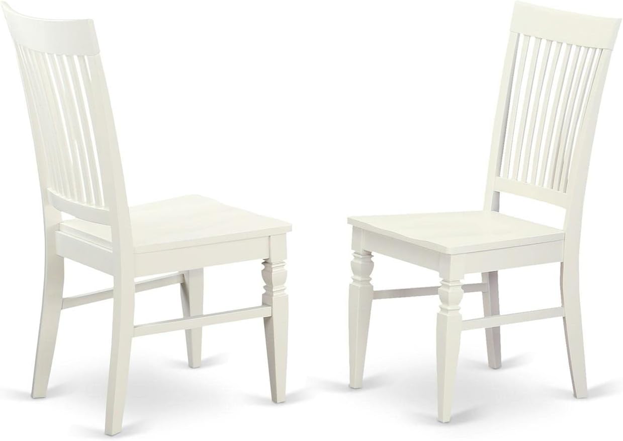 East West Furniture DLWE3-WHI-W 3 Piece Dinette Set for Small Spaces Contains a Round Dining Table with Dropleaf and 2 Dining Room Chairs, 42x42 Inch, Linen White