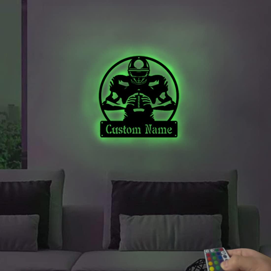 Personalized Name 7 Colors Football lamp Custom Football Wall Art Night Light LED Name Sign Gift for Boys Men Girls Football Lover