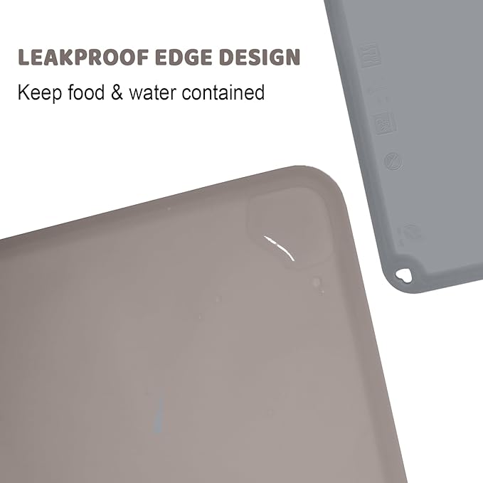 Silicone Placemats for Toddlers Thicker Version, Non-Slip Reusable Kids Placemats for Dining Table, Stain-Proof Baby Table Mat for Restaurants 6 Packs (Light Gray&Dark Gray)