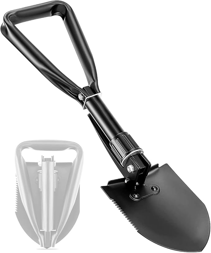 Camping Shovel, 18.5'' Lightweight Digging Shovel Portable Ergonomic High Carbon Steel Folding Shovel for All Occasions Outdoor Camping Hiking Garden Emergency