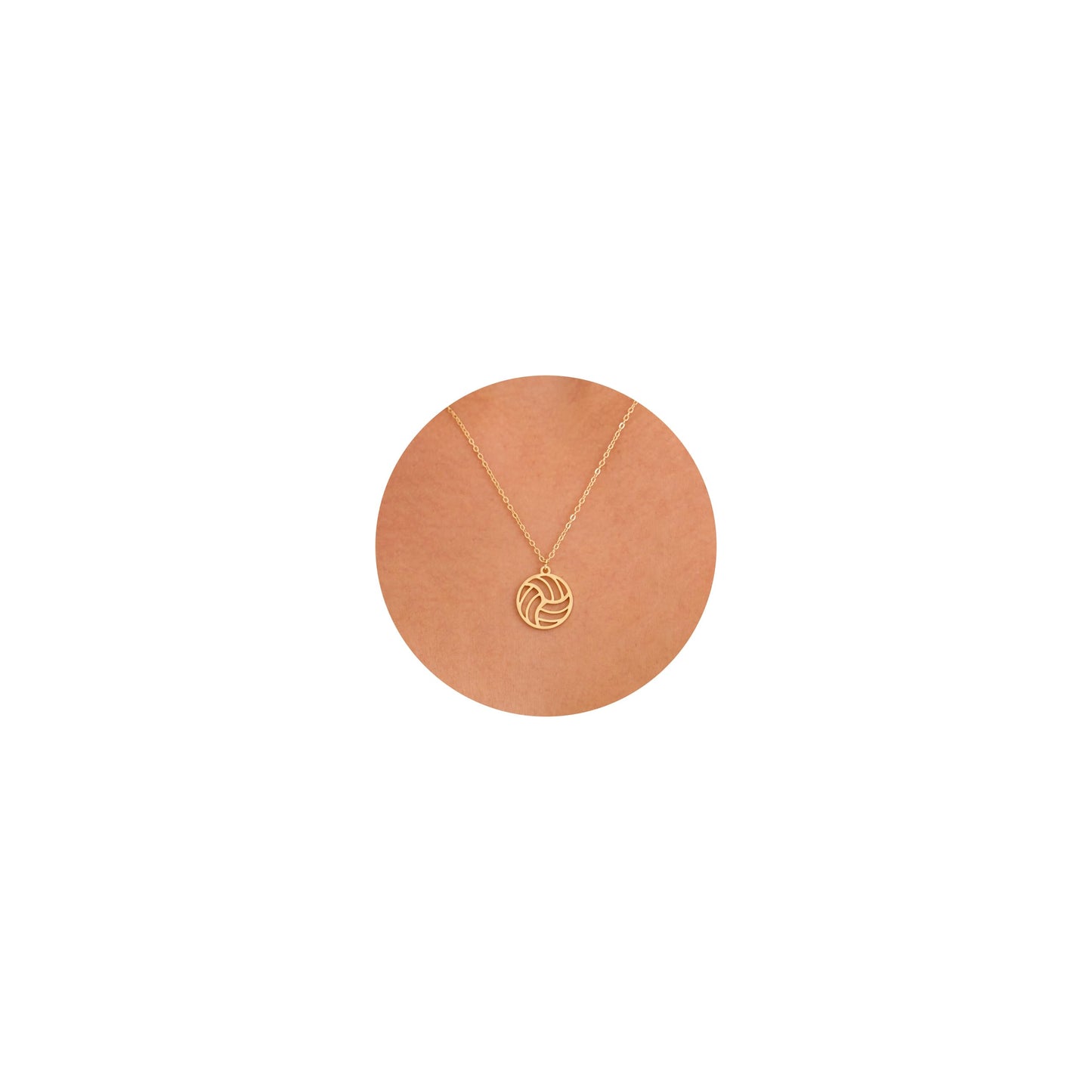 GUOKE Gold Volleyball Necklace for Women – 14K Gold Plated Sports Pendant, Dainty Volleyball Charm Necklace, Athletic Minimalist Jewelry for Her