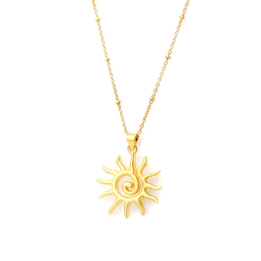 MAIKERDER Sun Necklace, 14K Gold Plated Sun Pendant Necklaces for Women Non Tarnish 16 Inches