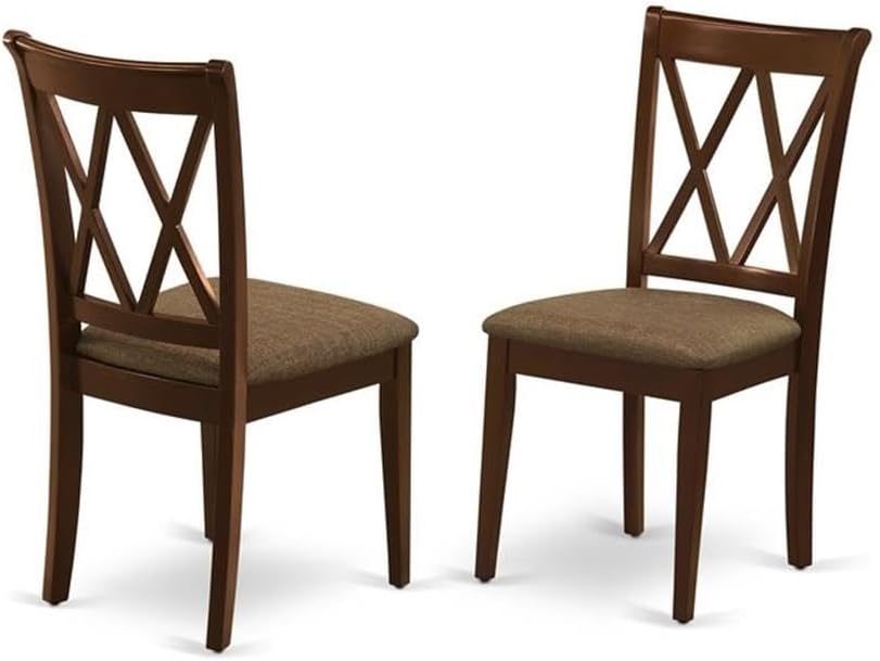 East West Furniture DOCL7-MAH-C 7 Piece Kitchen Table & Chairs Set Consist of a Rectangle Butterfly Leaf Dining Table and 6 Linen Fabric Upholstered Chairs, 42x78 Inch, Mahogany