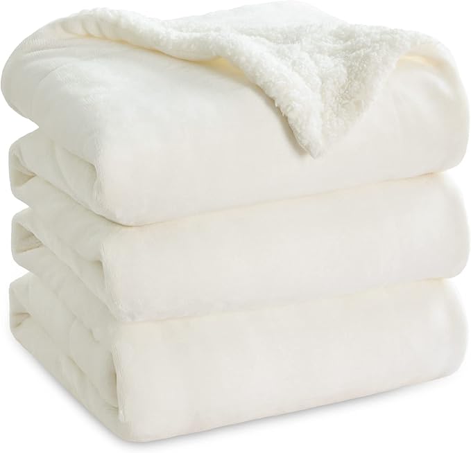 Bedsure GentleSoft Sherpa Fleece Blankets King Size for Bed - Thick and Warm Throw for Women and Men, Soft Fuzzy Plush King Blanket for Winter, Non-Heated, Cream, 108x90 Inches