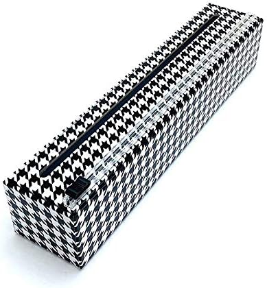 Chicwrap Houndstooth Refillable Plastic Wrap Dispenser - One 12" x 250' Roll of Professional Grade Plastic Wrap - BPA Free and Kosher Certified - Reusable Dispenser w/Slide Cutter