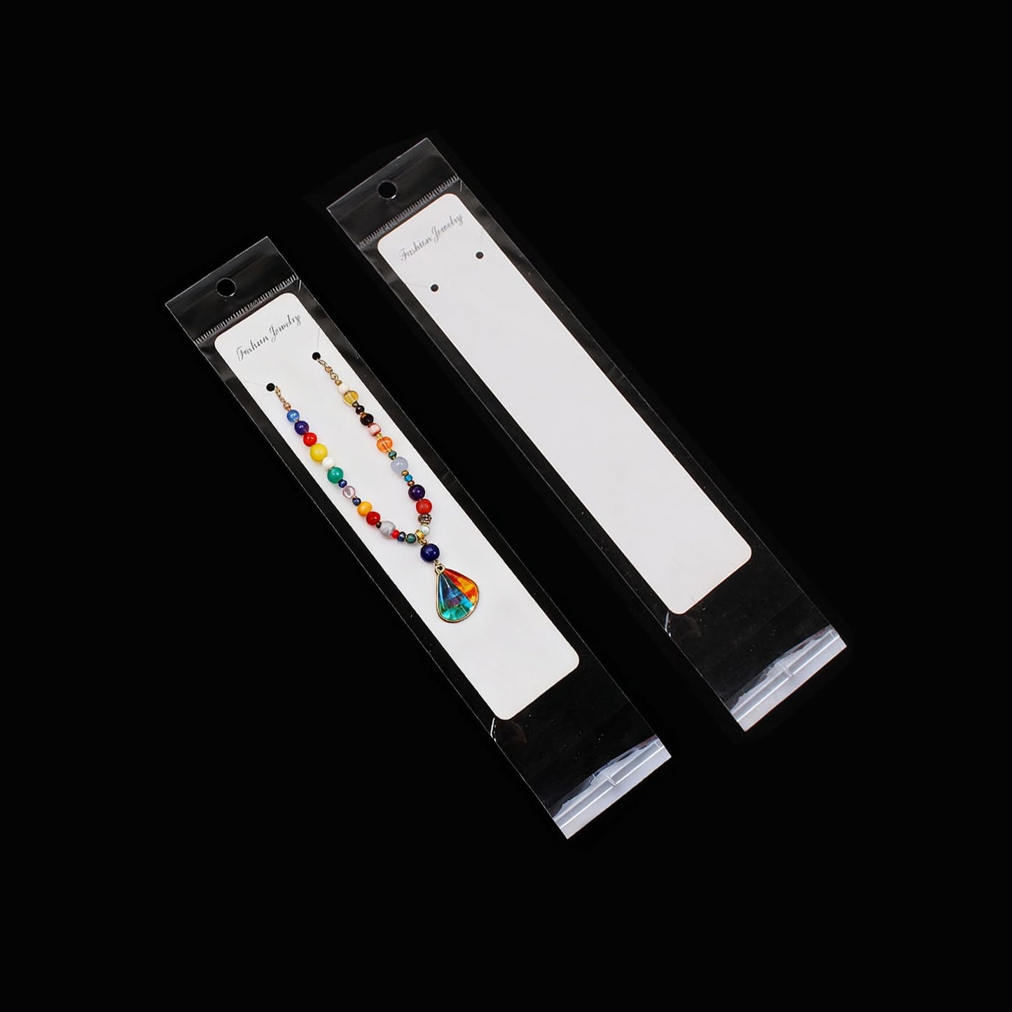 Wzttdm 100 Pcs Necklace Display Card White, 7.5x 1.6 Inch Long Jewelry Holder Cards for Selling, Bracelet Display Cards with Clear Bags for Bracelet Necklace Jewelry Packaging Supplies