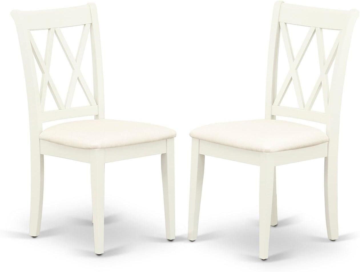 East West Furniture SHCL5-WHI-C 5 Piece Dining Room Table Set Includes a Round Kitchen Table with Pedestal and 4 Linen Fabric Upholstered Dining Chairs, 42x42 Inch, Linen White