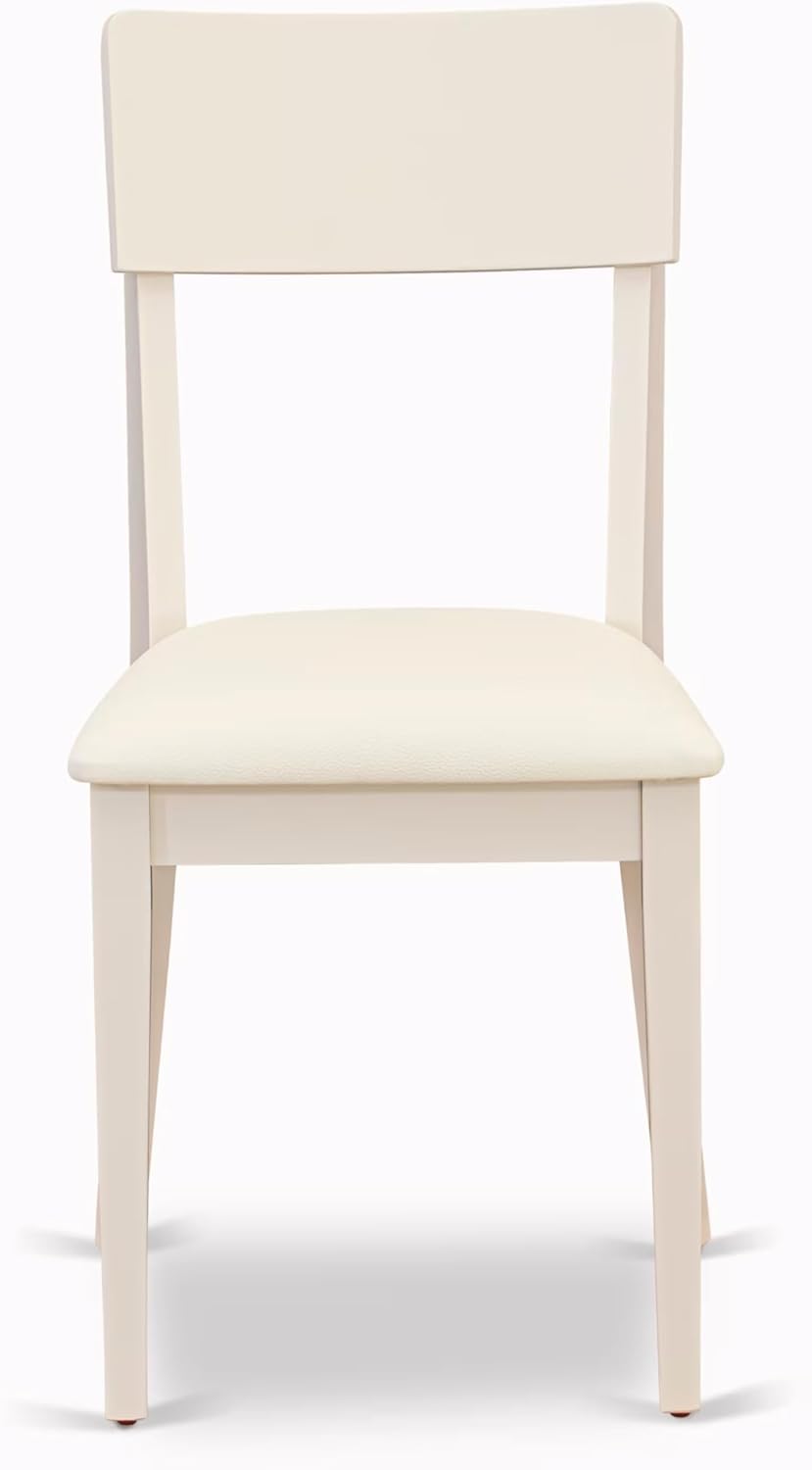 East West Furniture HLAD3-LWH-LC 3 Piece Dining Table Set for Small Spaces Contains a Round Dining Room Table with Pedestal and 2 Faux Leather Upholstered Chairs, 42x42 Inch, Linen White