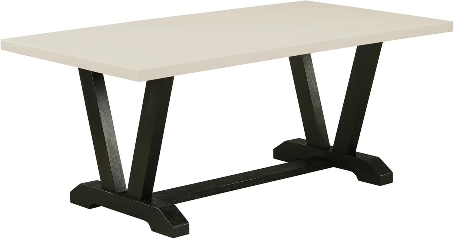 East West Furniture V627MZ650-6 6 Piece Modern Dining Table Set Contains a Rectangle Wooden Table and 4 Dark Gotham Grey Linen Fabric Parson Chairs with a Bench, 40x72 Inch, Multi-Color