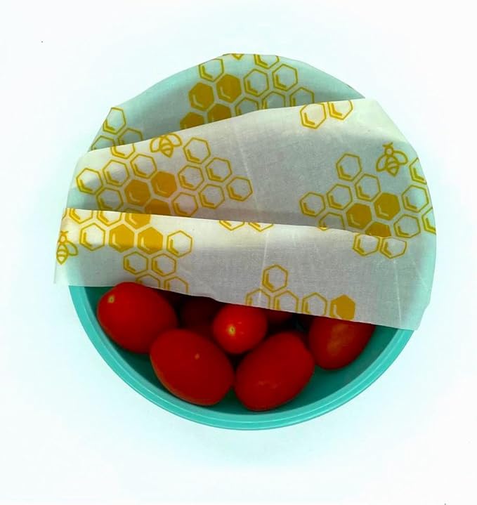 Pure & Sustainable Company® Beeswax Wraps – Pattern 3-Pack | Reusable Food Storage (8x8, 11x11, 14x14) – Eco-Friendly Plastic Wrap Alternative Beeswax Wraps for Food Storage (Honeycomb Print)