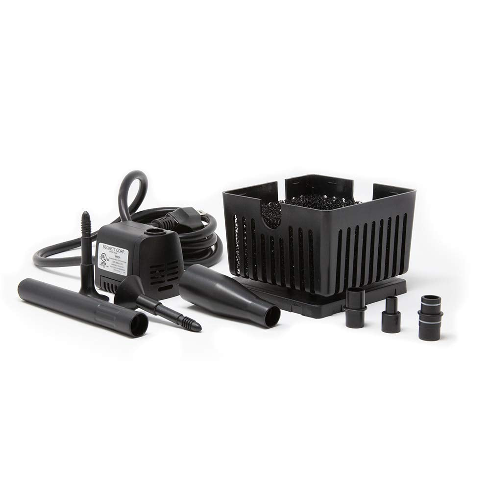 Beckett Corporation CGFK60 7207210 120 GPH 5 Watt Container Fountain Pump Kit for Patio Ponds, Container Fountains, Indoor and Outdoor Fountains, Black