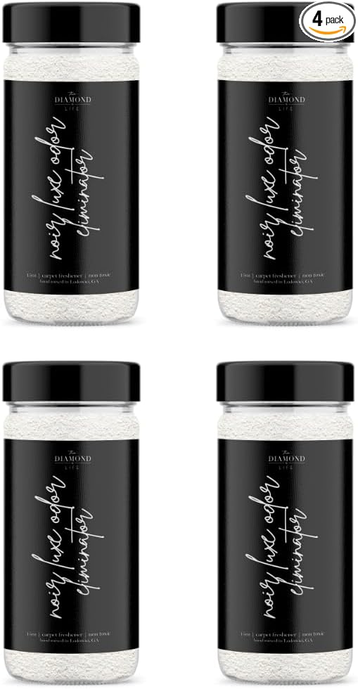 Home "Noir Luxe" Sea Salt, Ozone, & Black Plum Natural Carpet Powder For Vacuuming, Upholstery Freshener, Odor Eliminator For Homes With Kids & Pets(Pack Of 4)