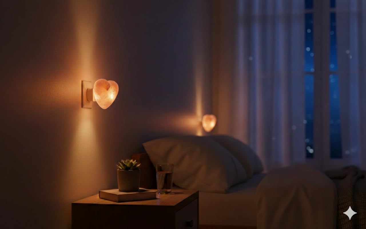 NatureBoost Himalayan Pink Salt Night Lights (Heart, 1)
