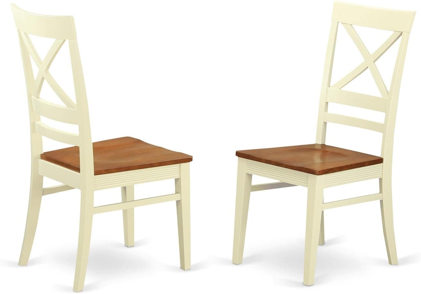 East West Furniture HLQU5-BMK-W 5 Piece Dining Table Set for 4 Includes a Round Kitchen Table with Pedestal and 4 Dinette Chairs, 42x42 Inch, Buttermilk & Cherry