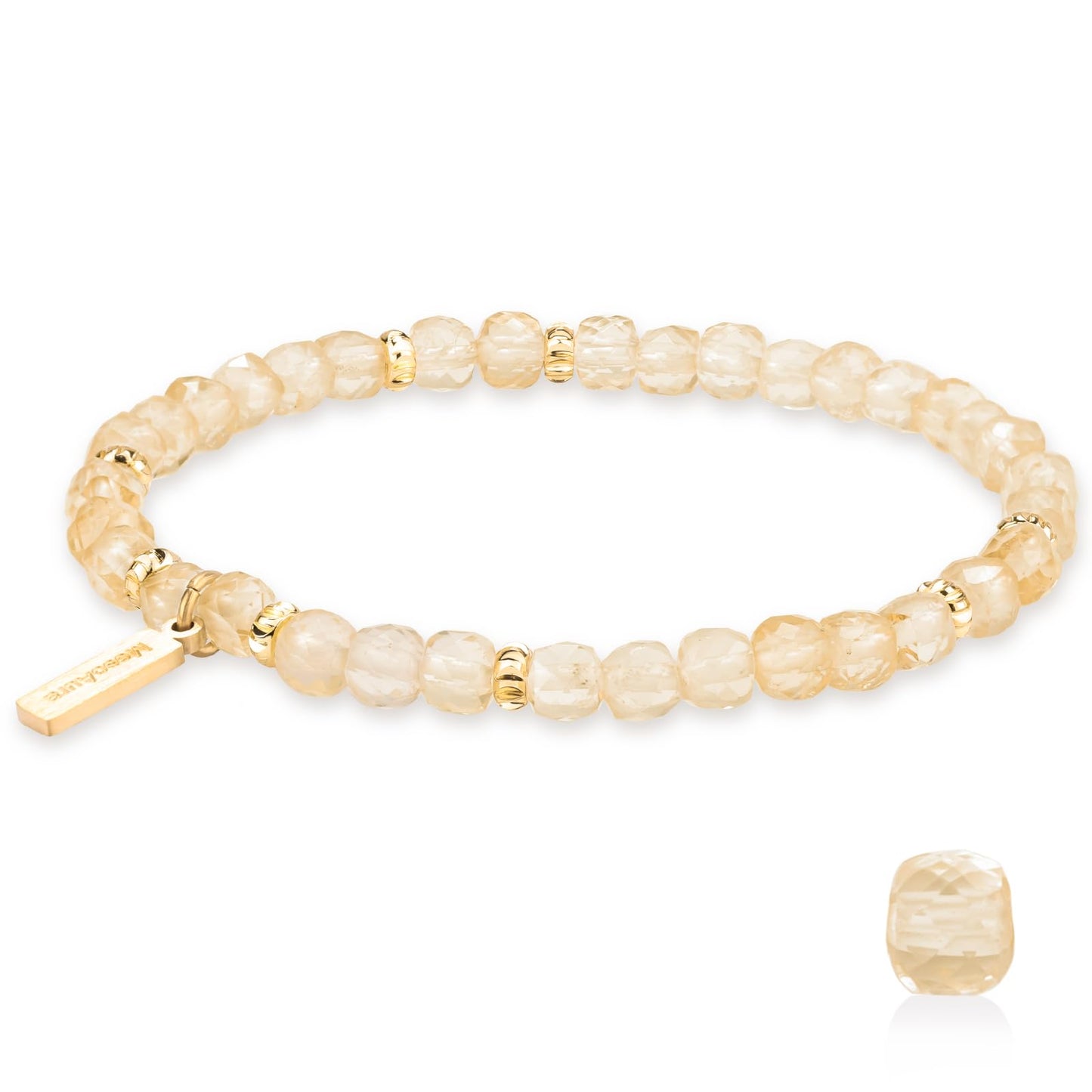 MesoAura Natural Citrine Crystal Bracelet for Women & Men – Handmade Gemstone Beaded Bracelet, Solar Plexus Chakra Stone for Confidence, Prosperity & Positive Energy – Adjustable Healing Crystal Jewelry Gift (Radiant Energy Citrine Bracelet)