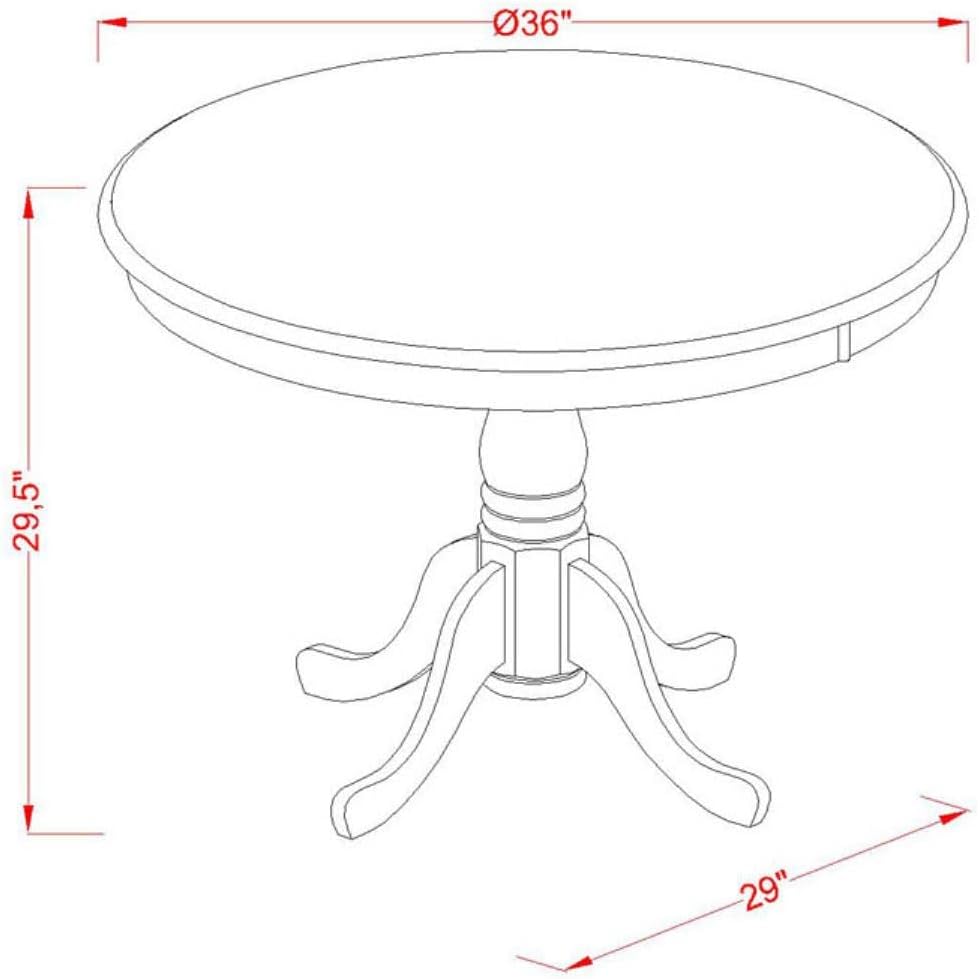 East West Furniture ANDR5-OAK-16 5 Piece Dining Set Includes a Round Kitchen Table with Pedestal and 4 Dark Khaki Linen Fabric Upholstered Parson Chairs, 36x36 Inch, Oak