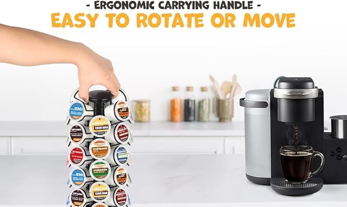 K Cup Holders k Cup Holder K Cups Holder,K Cup Carousel, Coffee Pods Storage Organizer Stand,Comes All in One Piece,No Assembly Required,1 Count(Capacity of 40 Pods, Black)