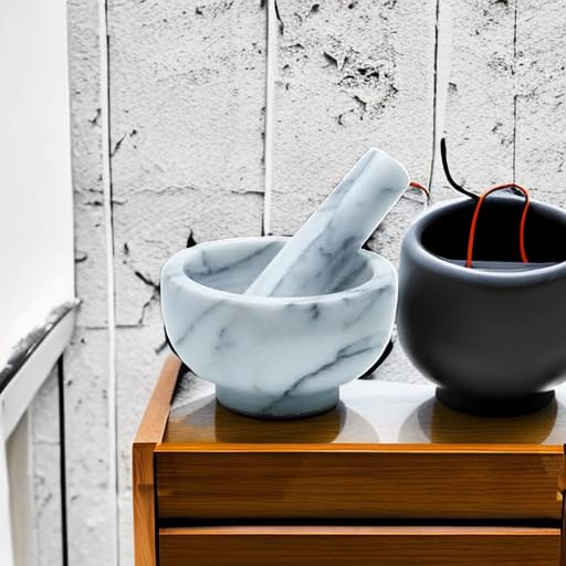 Marble Mortar and Pestle Set, 150ml, Spice Grinder, Herb Ginder, Unpolished Marble Spice Crusher, Kitchen Utensil (4.5" X 2.5")