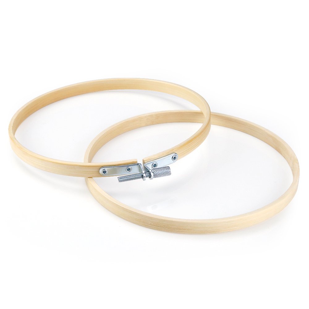 Pllieay 6 Pieces 6 inch/ 15cm Round Embroidery Hoops Bamboo Circle Cross Stitch Hoop Rings for Craft Sewing