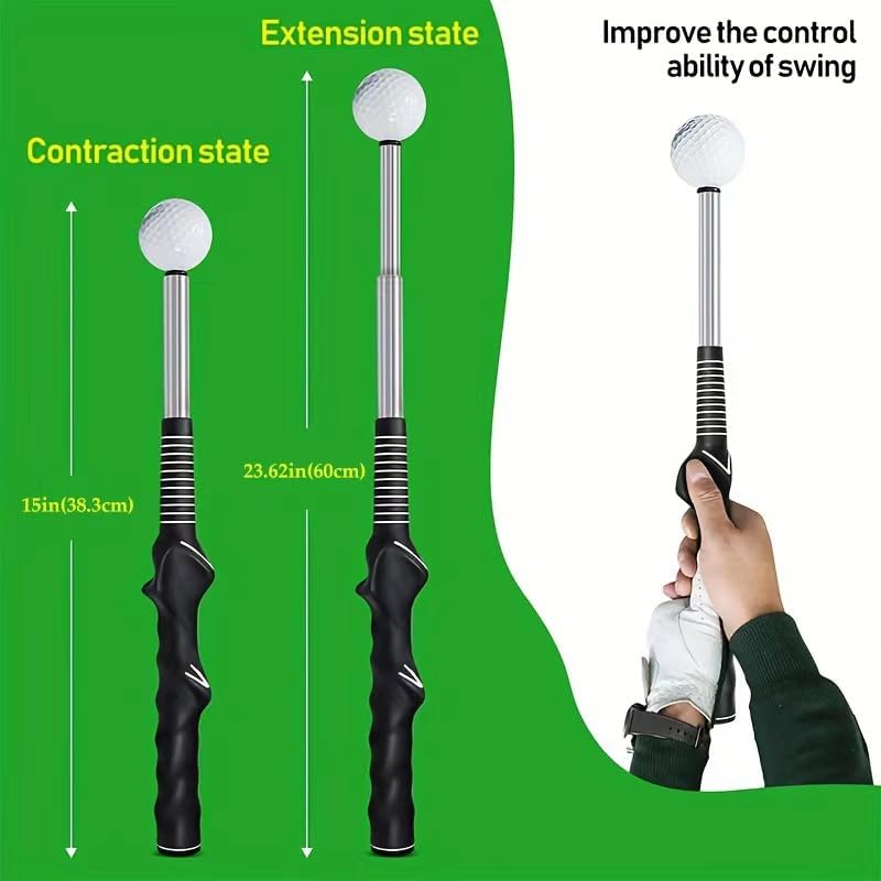 Golf Swing Training Aid , Retractable Golf Training Aid for Right Handed - Golf Swing Trainer with Click Feedback , Ideal for Beginners, Power Training ,Indoor & Outdoor Practice (Correcting Arm Band)