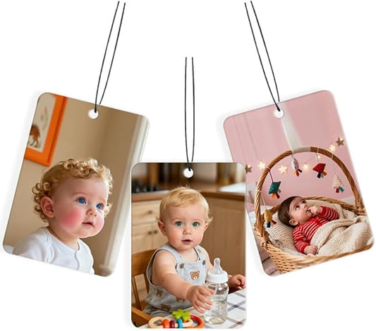 Personalized Double-Sided Custom Car Air Freshener - 100% Natural Material - Various Fragrance Types - Long-lasting Scent - Ideal for Car, Home, and Gifting (Rectangle (vertical))
