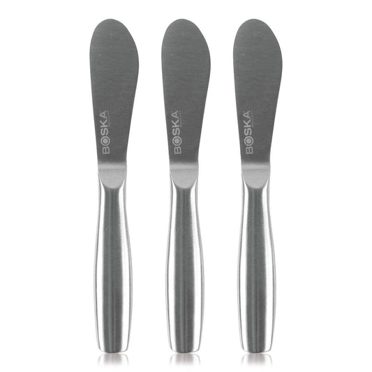 BOSKA Cheese Spreading Knives Mini Copenhagen – 3 Stainless Steel Cheese Spreaders for Butter, Soft Cheese & Appetizers – Elegant Butter Knife Set for Cheese Boards & Entertaining