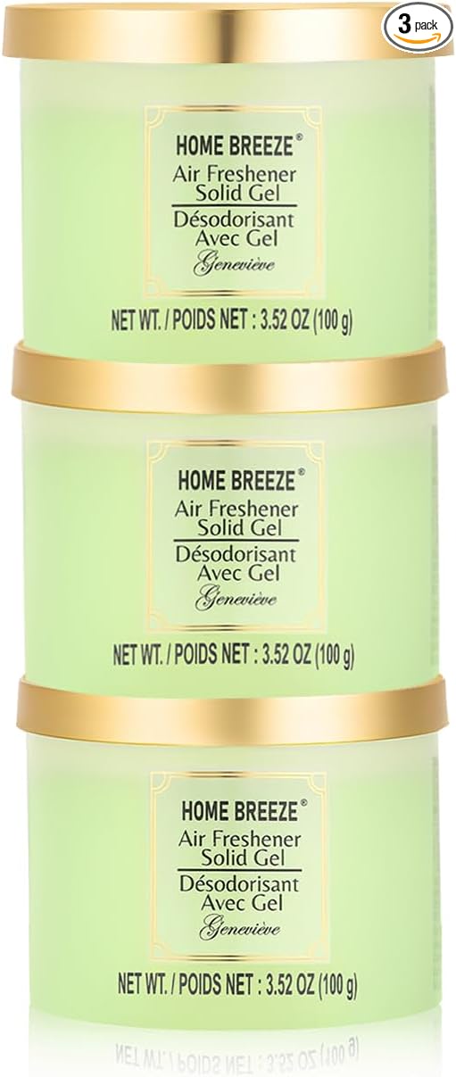 Air Freshener Solid Gel, 3 pk, 3 kinds of Designer Fragrances Air Freshener for Home, Eliminates Odors in Bathrooms, Kitchen, Pet Areas, Boats, RVs & Cars (Genevieve)