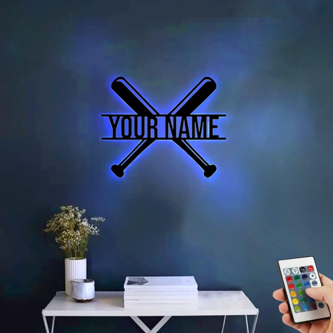 Personalized Name 7 Colors Baseball lamp Custom Baseball Wall Art Night Light LED Name Sign Gift for Men Baseball Lover