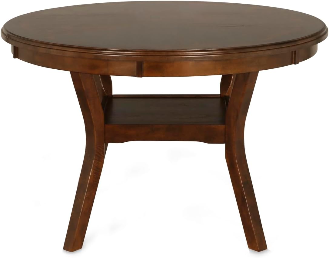 New Classic Furniture Gia 5-Piece Round Dining Set with 1 Dining Table and 4 Chairs, 47-Inch, Brown