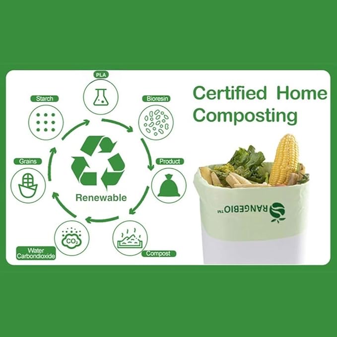 OrangeBio Certified Home Compostable Produce Bags, 800 Count, 15 x 17 Inches, Hold Up to 14 Lbs, ASTM D6400, EN 13432, US BPI & Europe OK Compost Home Certified