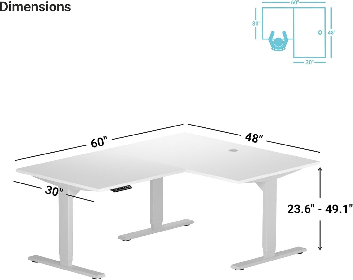 Standing Desk: FLT-05, DT-3030-WW, DT-4830-WW, DA-10-Black
