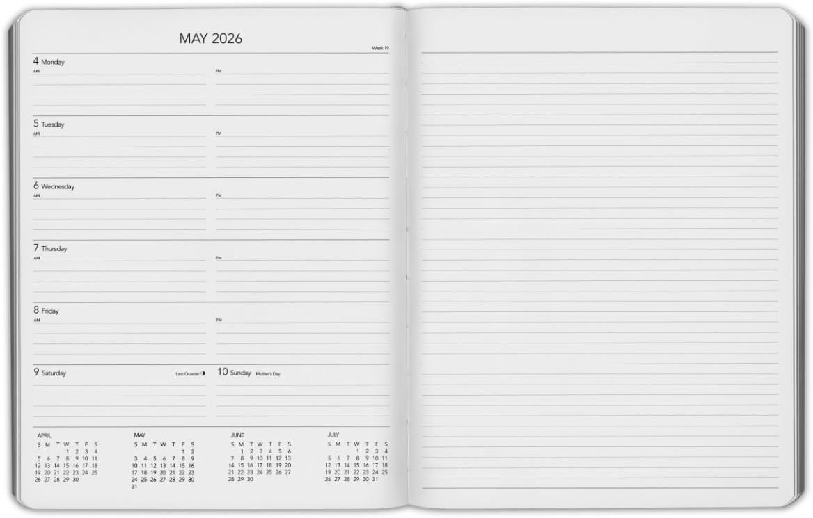Harbor Weekly Journal Notebook Planner 2025-2026 - Lined, Durable Faux Leather, Softcover, 176 Quality Pages, For Men and Women, For Writing, Work & Travel, Cambridge Jade - 9x7"