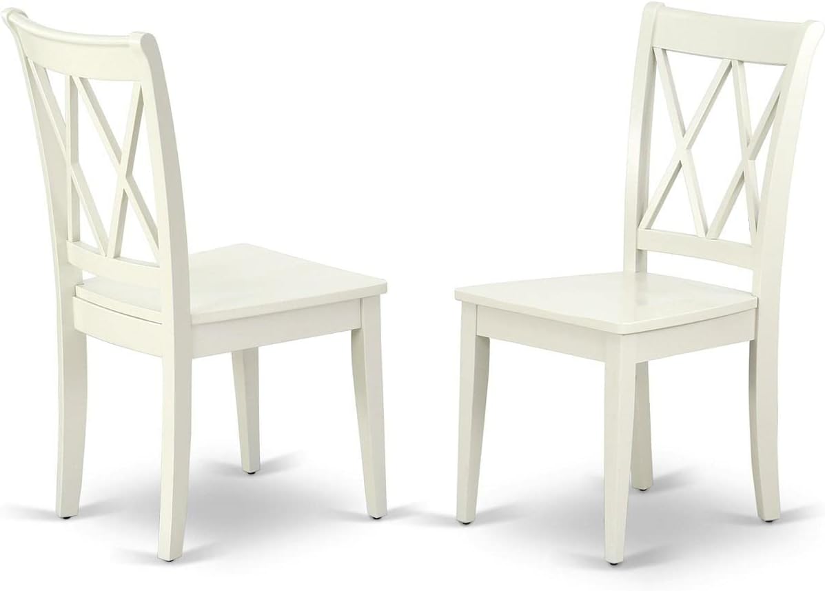 East West Furniture SHCL3-LWH-W 3 Piece Dining Table Set for Small Spaces Contains a Round Kitchen Table with Pedestal and 2 Dining Chairs, 42x42 Inch, Linen White