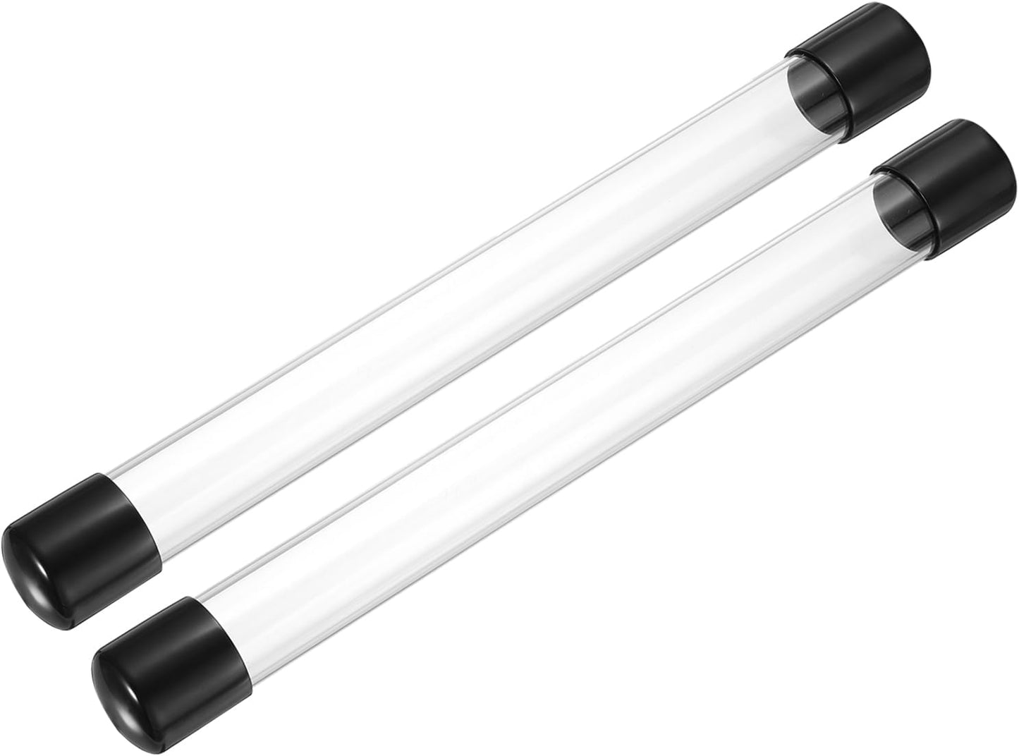 PATIKIL Clear Rigid Tube Round Plastic Tubing with Black Rubber Caps Polycarbonate Water Pipe, 305mm/ 12 Inch Length, 26mmx30mm/1.02"x1.18", 2 Set